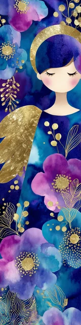 Free angel bookmark featuring bold blue angel bookmark